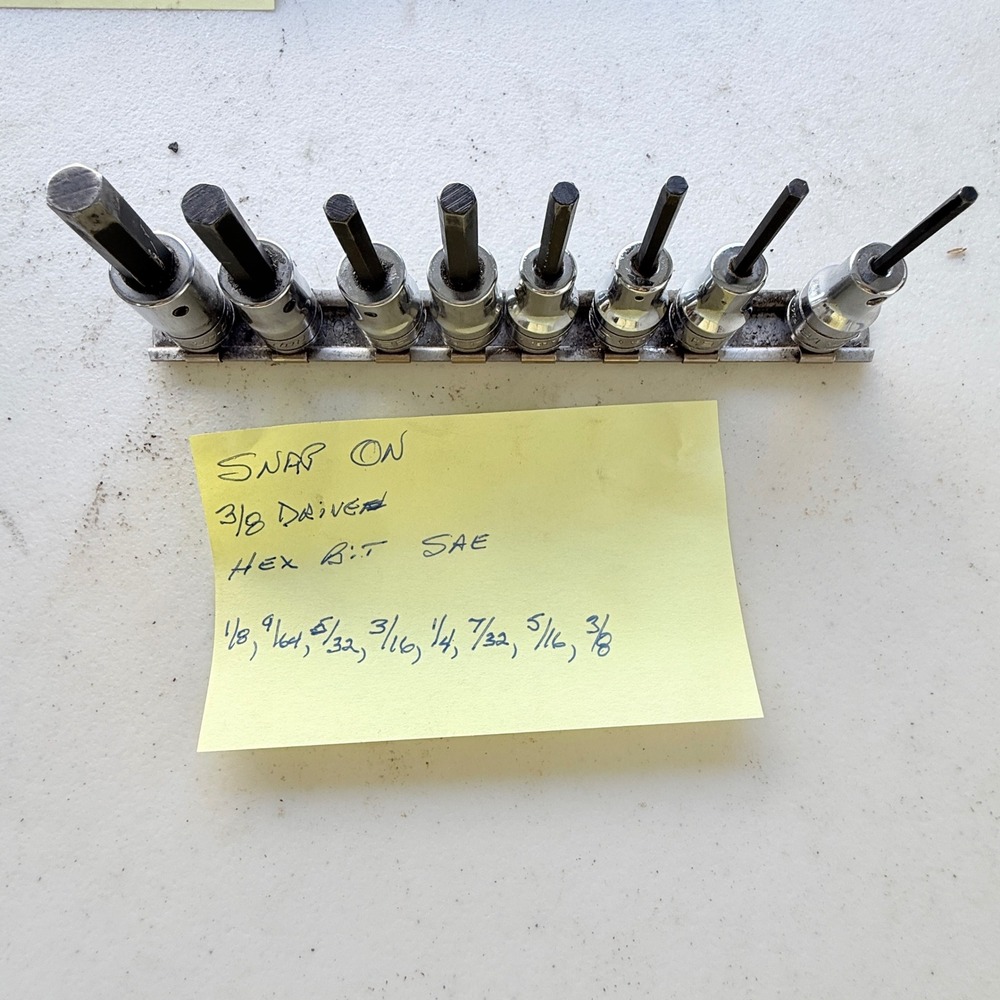Snap-on 8pc 3/8 Drive SAE Hex Bit Socket Set 1/8 - 3/8 Standard Allen Sockets